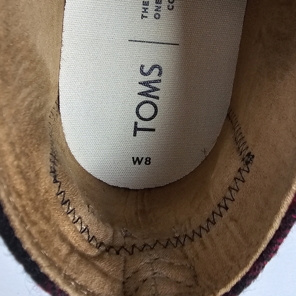 Toms Bota Desert Boots Red Plaid Felt Ankle Chukka Booties 8 - Picture 8 of 10